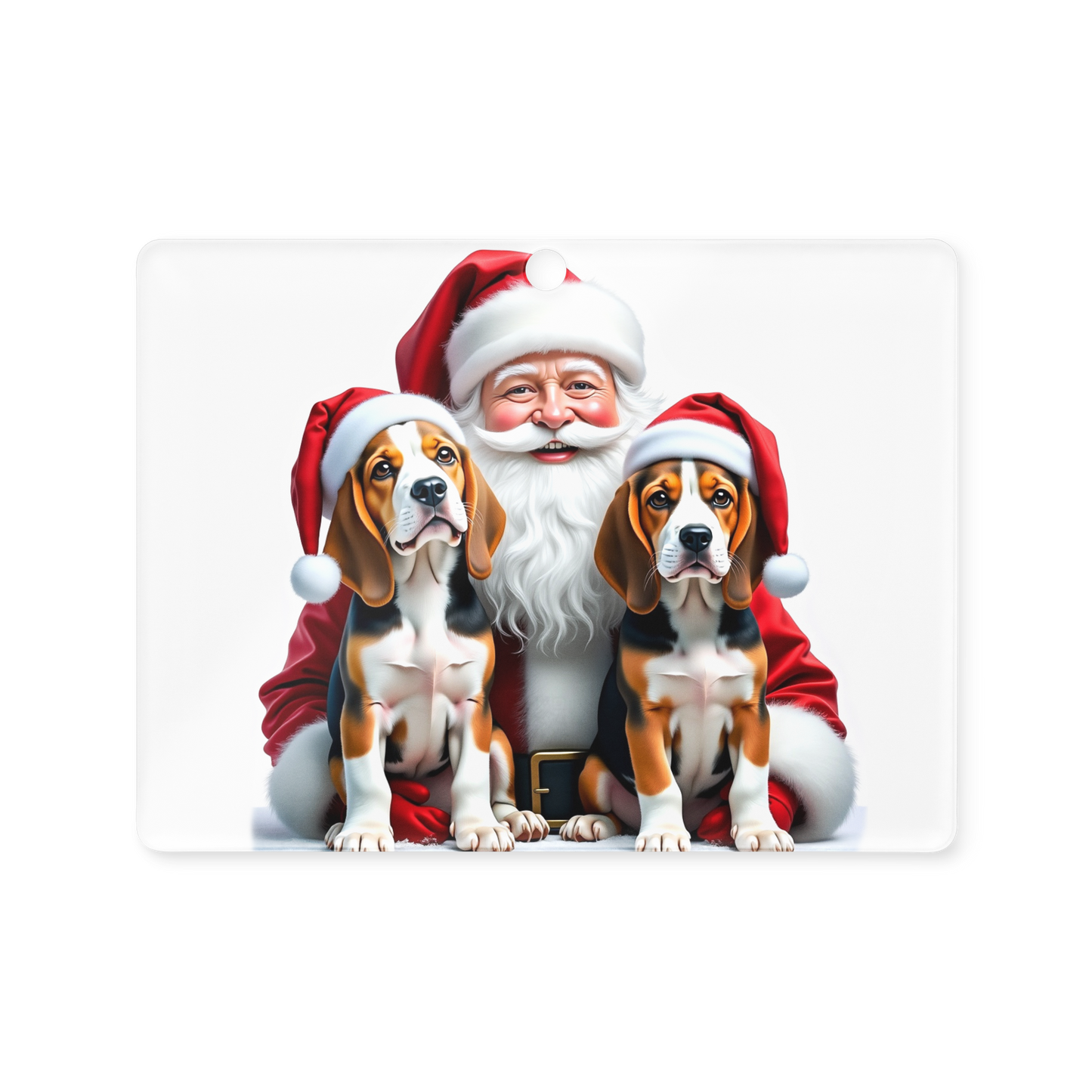 Beagle Puppies with Santa Claus Acrylic Ornament