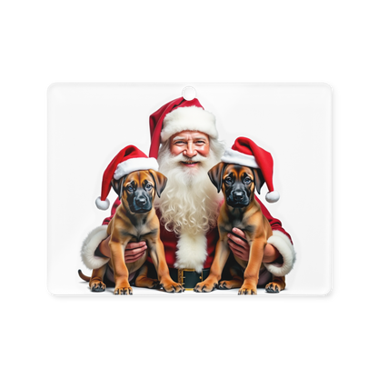 Belgian Malinois Puppies with Santa Claus Acrylic Ornament