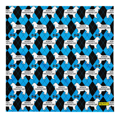 Bernese Mountain Dog Argyle Blue and Black All-over print bandana