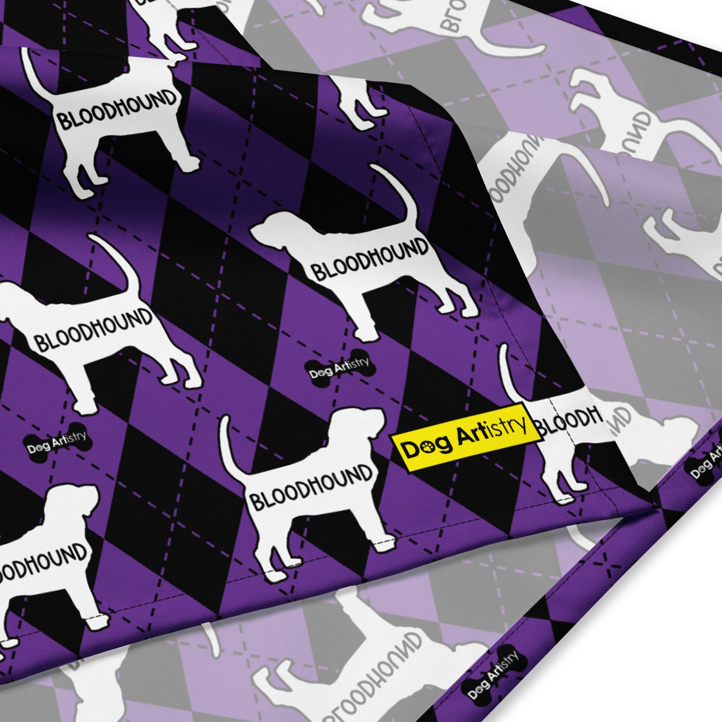 Bloodhound Argyle Purple and Black All-over print bandana