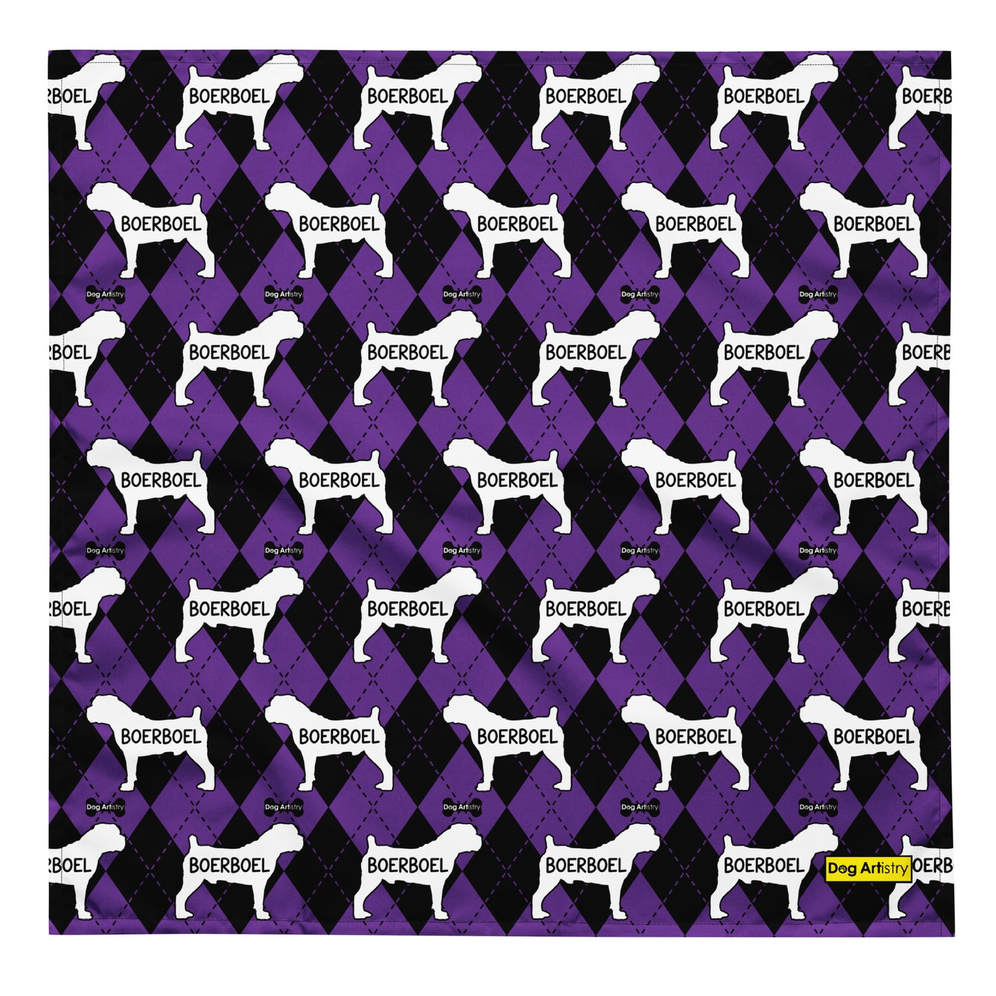 Boerboel Argyle Purple and Black All-over print bandana