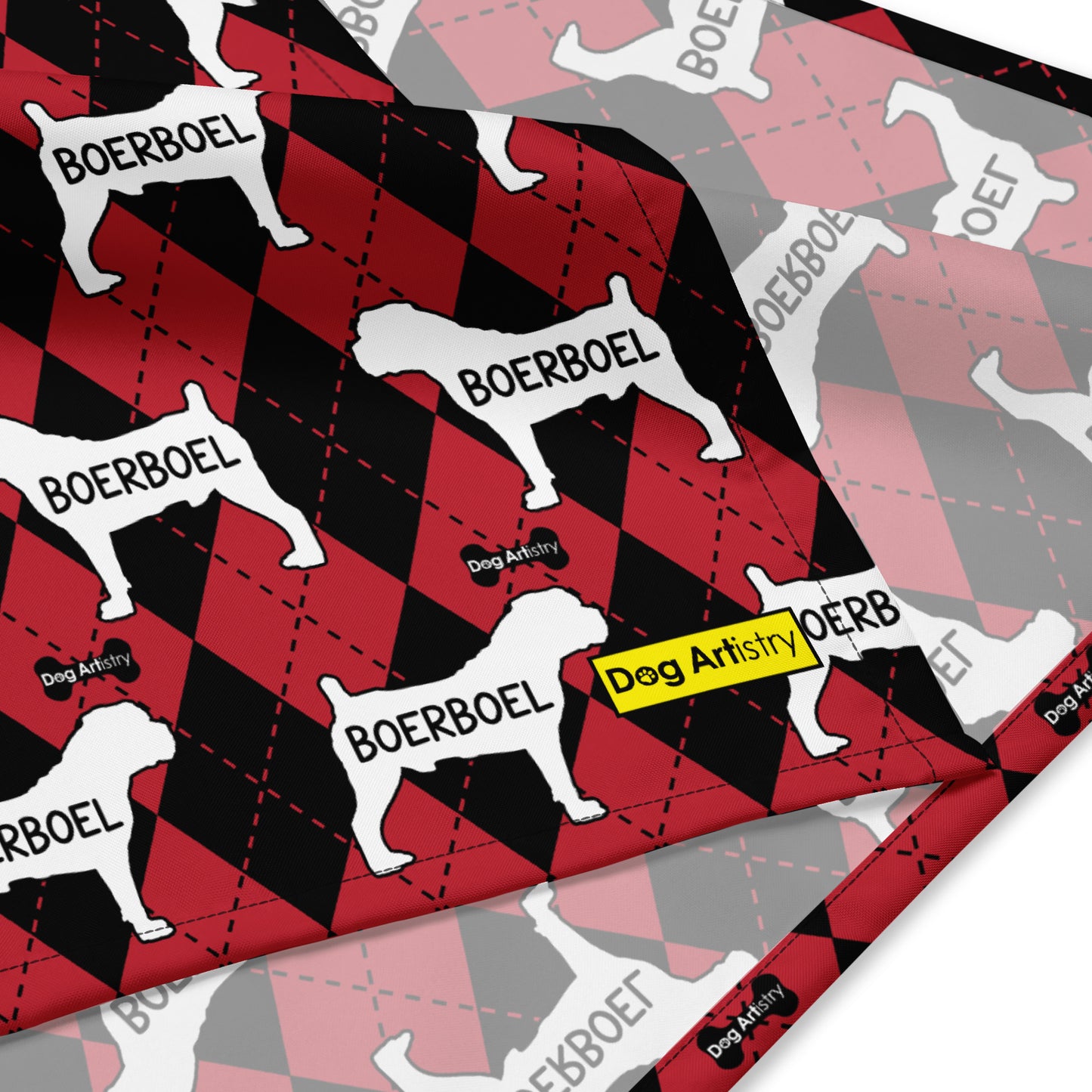 Boerboel Argyle Red and Black All-over print bandana