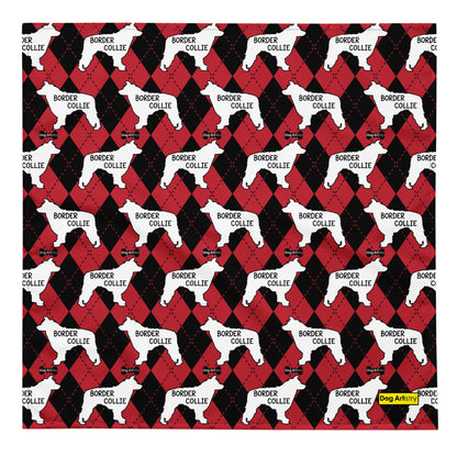 Border Collie Argyle Red and Black All-over print bandana