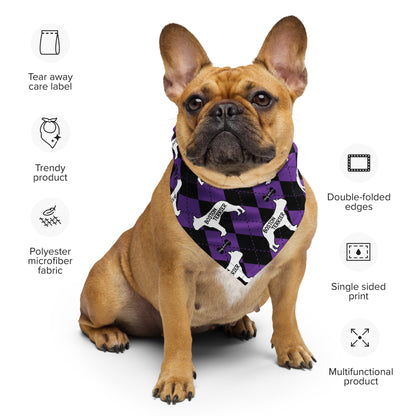 Boston Terrier Argyle Purple and Black All-over print bandana