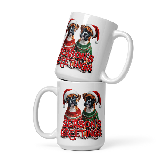 Boxers Season’s Greetings Glossy White Mug