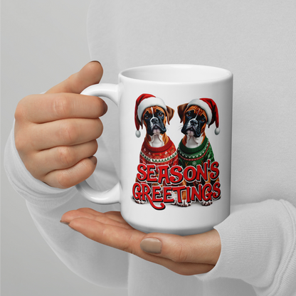 Boxers Season’s Greetings Glossy White Mug