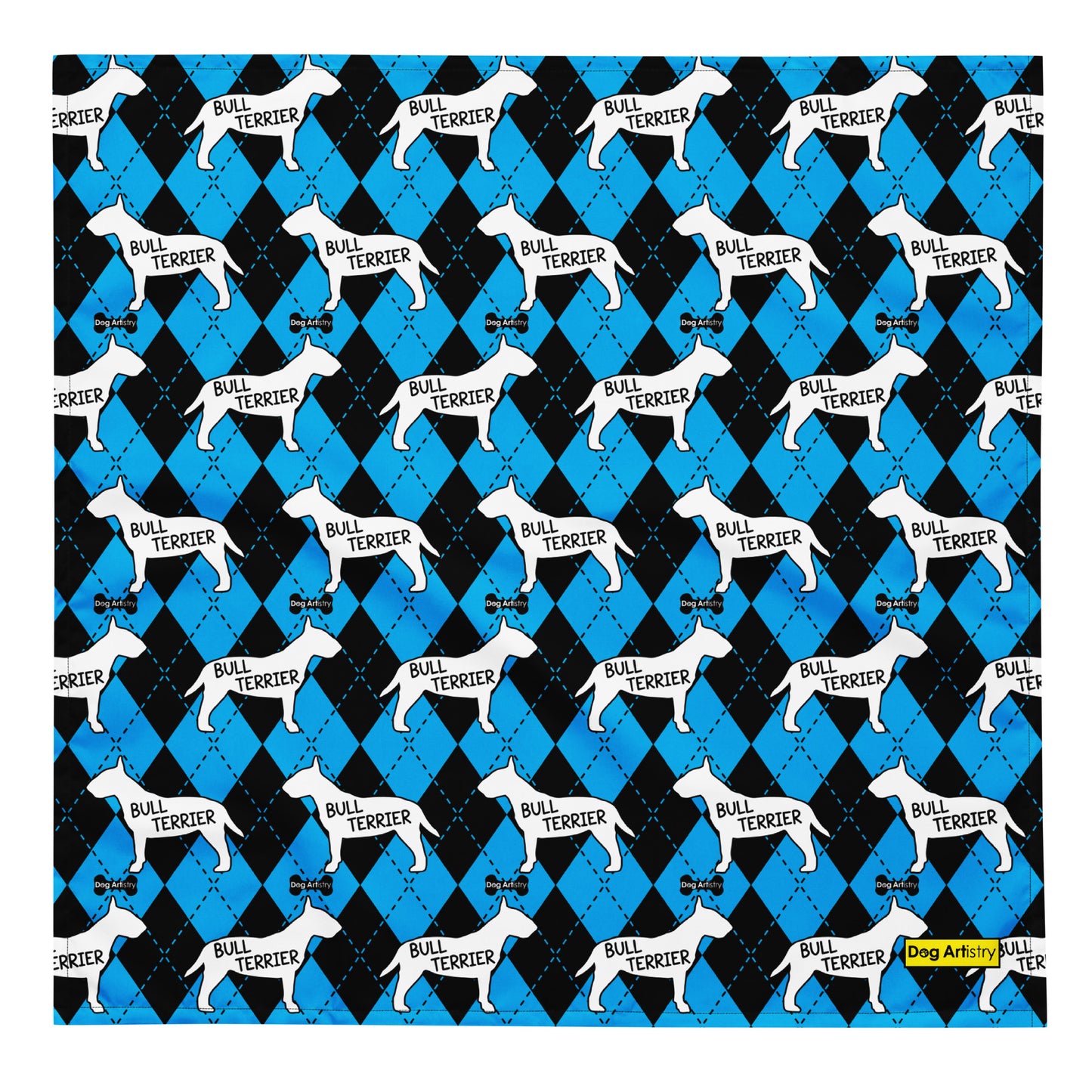Bull Terrier Argyle Blue and Black All-over print bandana
