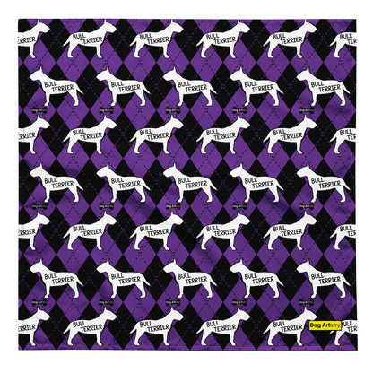 Bull Terrier Argyle Purple and Black All-over print bandana