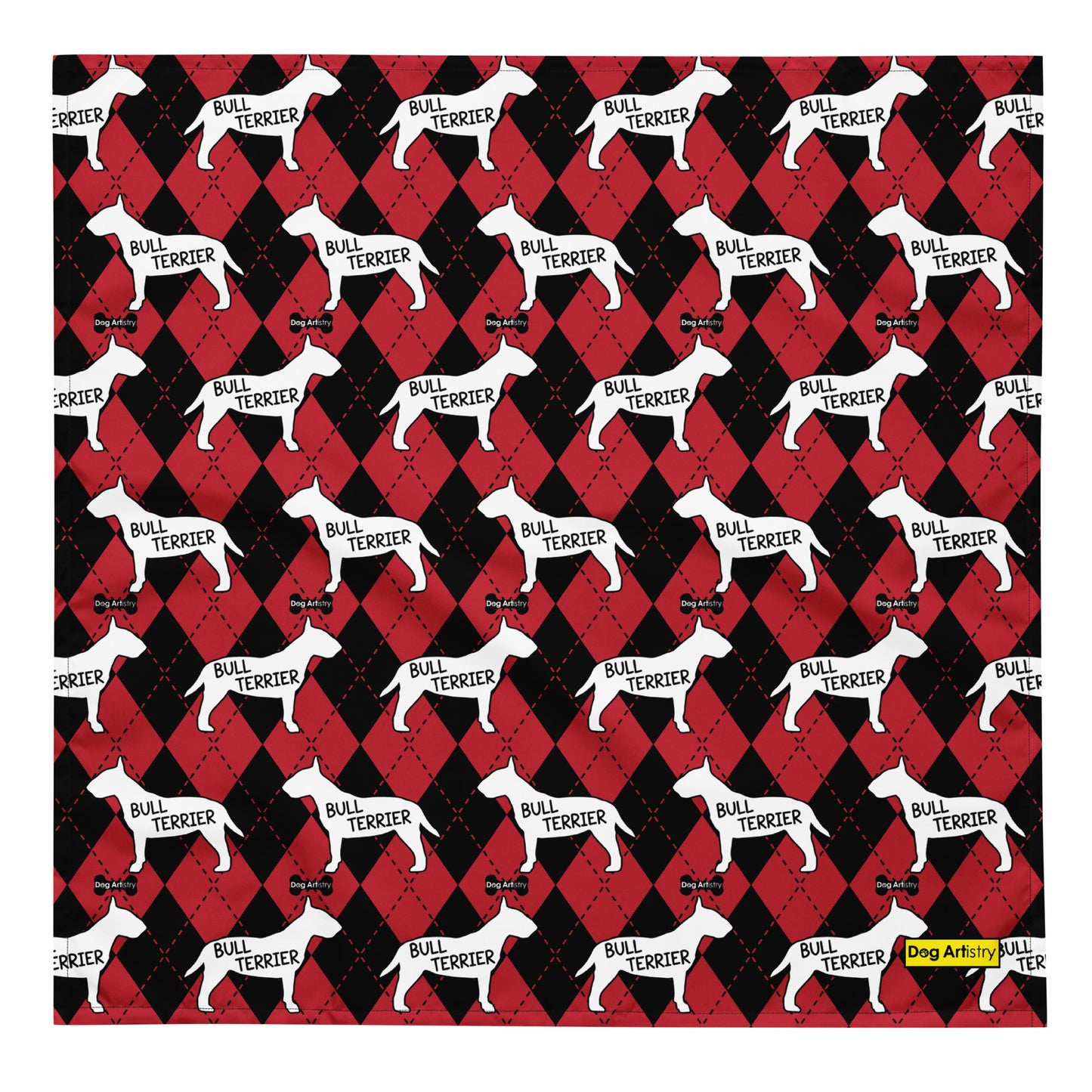 Bull Terrier Argyle Red and Black All-over print bandana