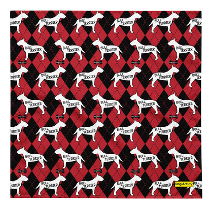 Bull Terrier Argyle Red and Black All-over print bandana