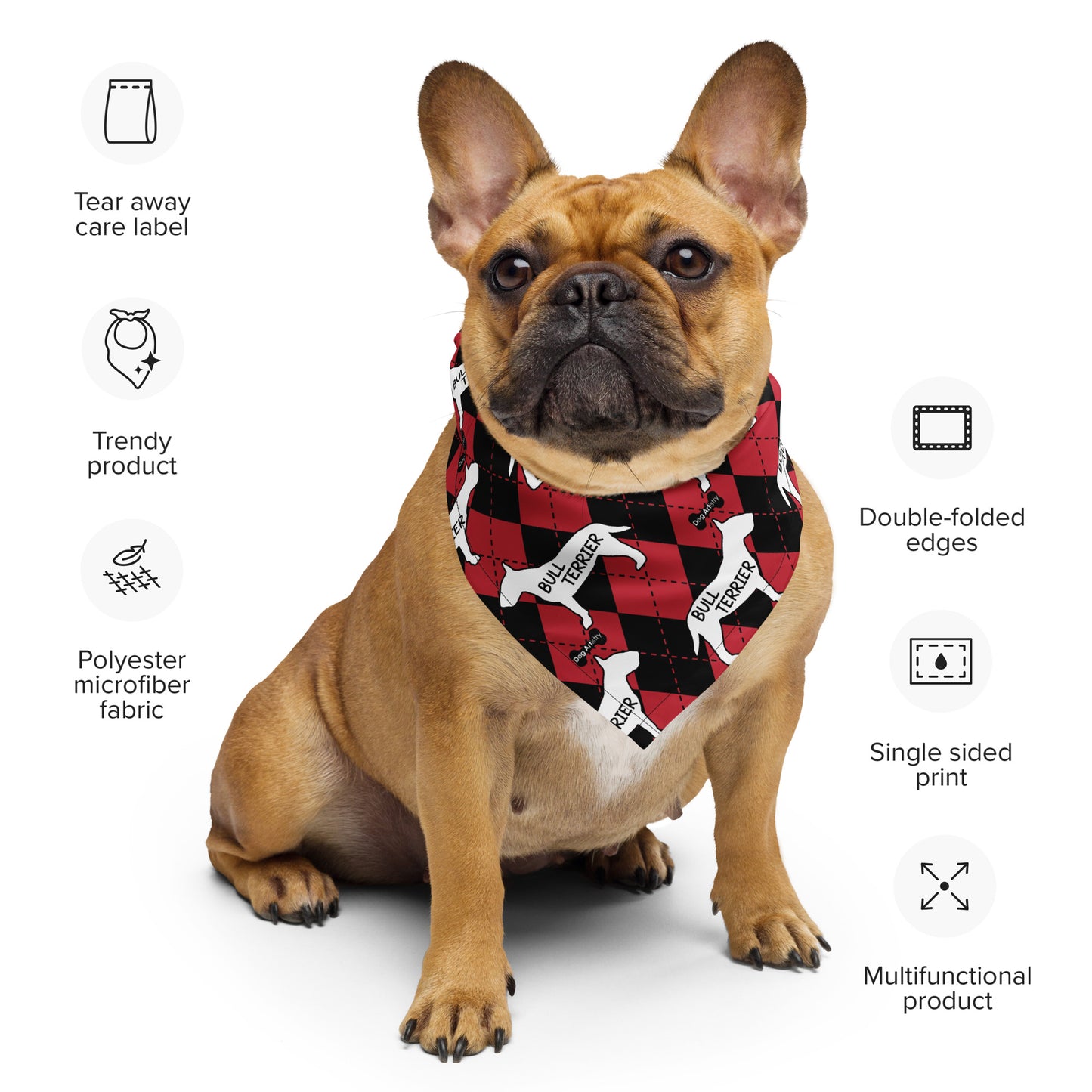 Bull Terrier Argyle Red and Black All-over print bandana