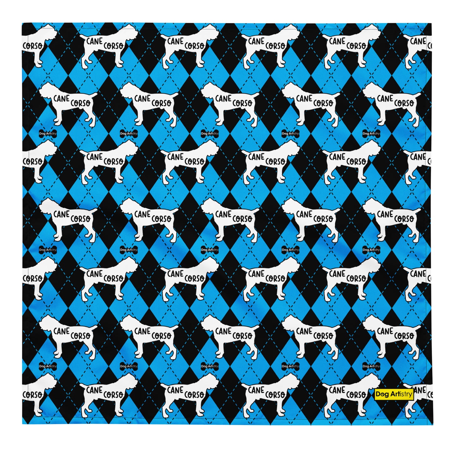 Cane Corso Argyle Blue and Black All-over print bandana