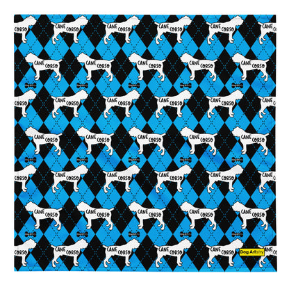 Cane Corso Argyle Blue and Black All-over print bandana