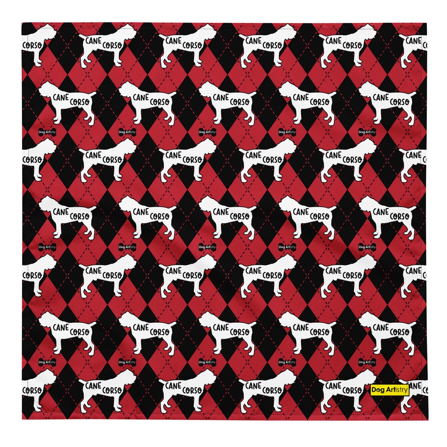 Cane Corso Argyle Red and Black All-over print bandana