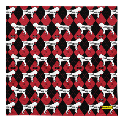 Cane Corso Argyle Red and Black All-over print bandana