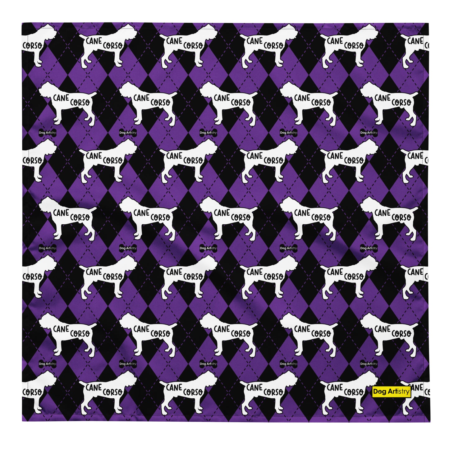 Cane Corso Argyle Purple and Black All-over print bandana