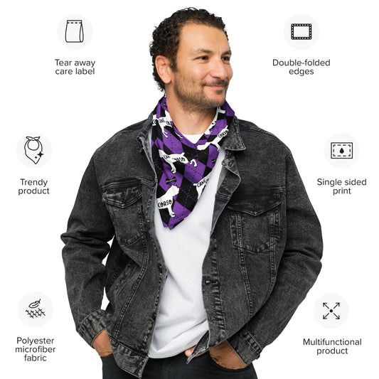 Cane Corso Argyle Purple and Black All-over print bandana