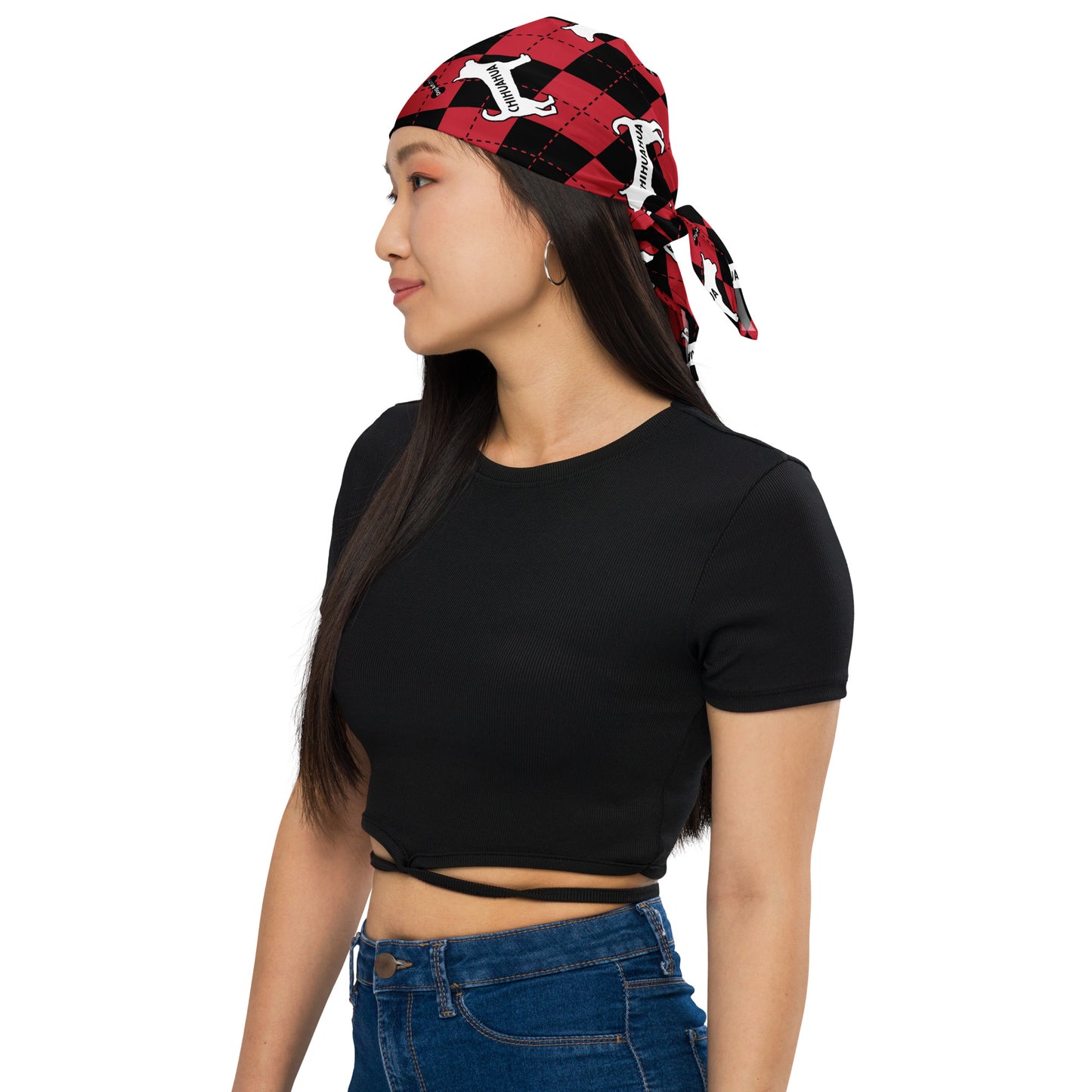 Chihuahua Argyle Red and Black All-over print bandana