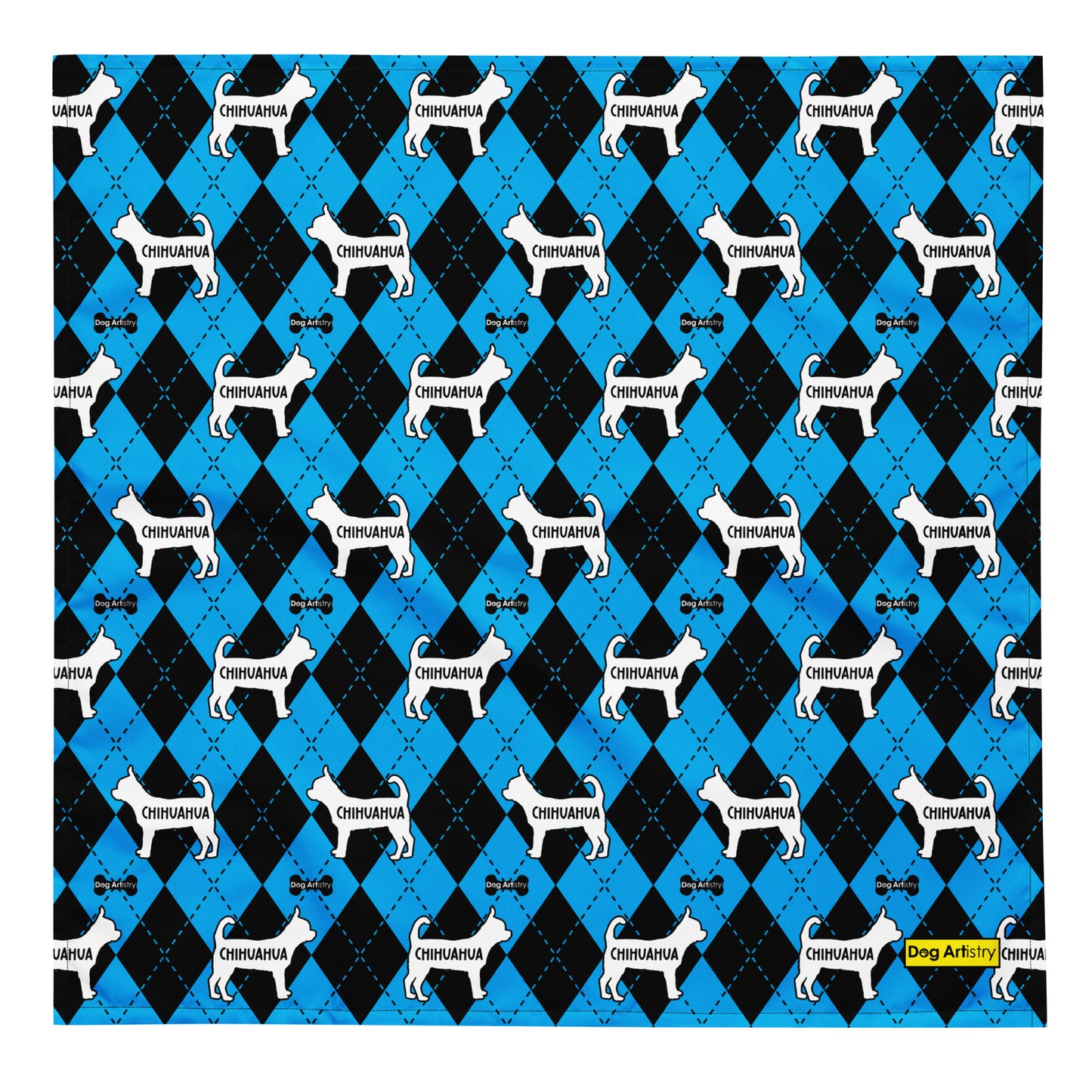 Chihuahua Argyle Blue and Black All-over print bandana