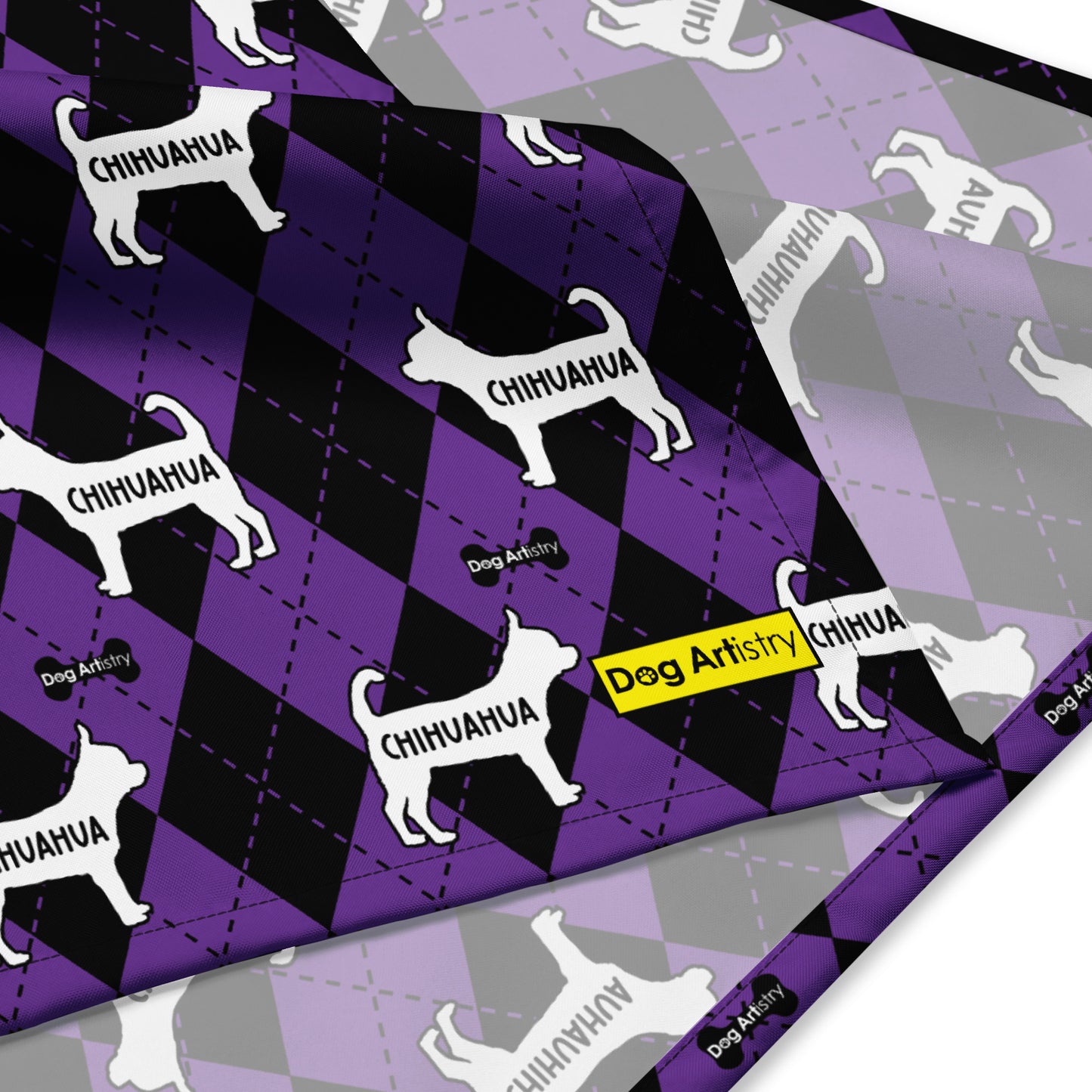 Chihuahua Argyle Purple and Black All-over print bandana