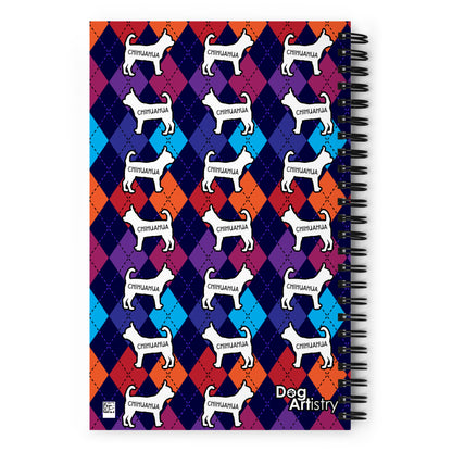 Chihuahua Colorful Argyle Spiral notebook