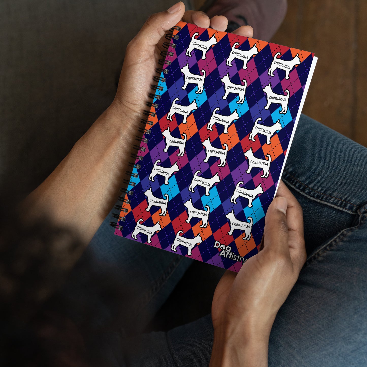 Chihuahua Colorful Argyle Spiral notebook