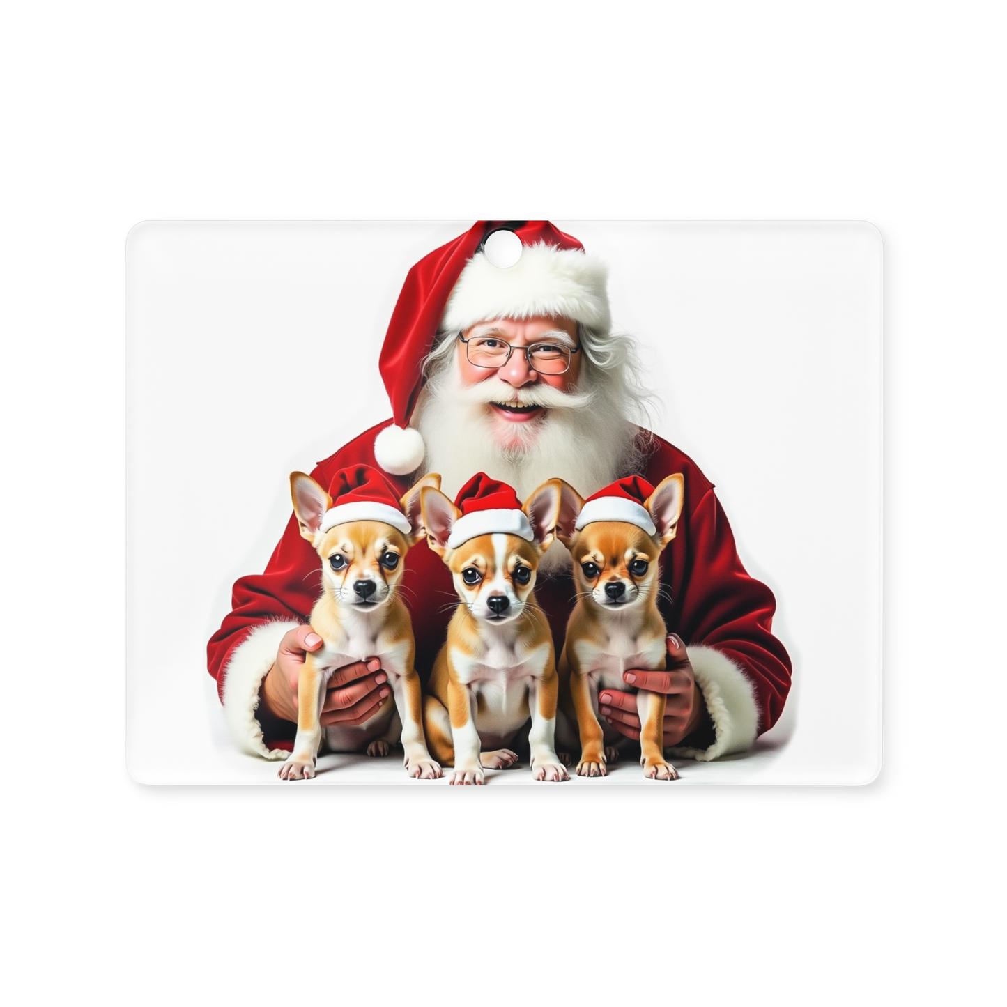 Chihuahua Puppies with Santa Claus Acrylic Ornament