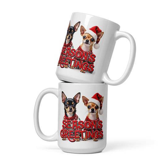 Chihuahuas Season’s Greetings Glossy White Mug