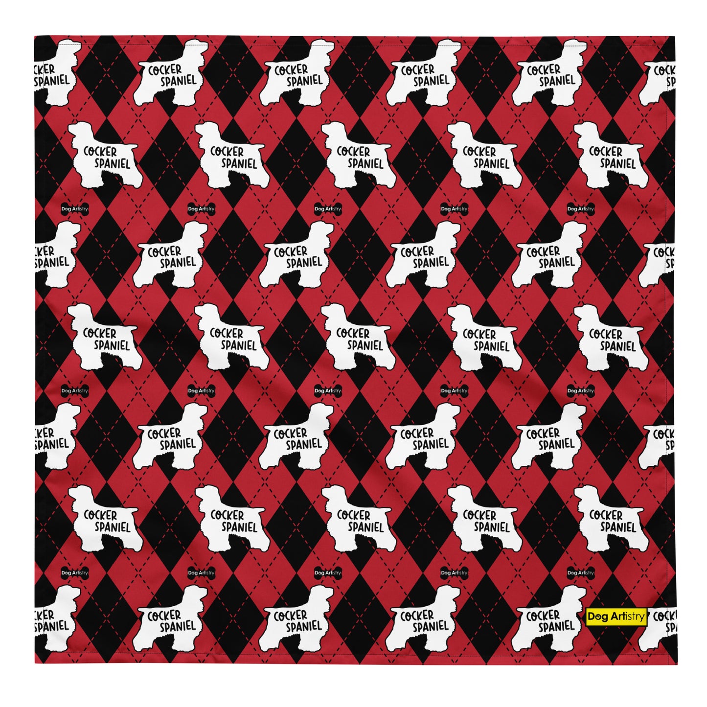 Cocker Spaniel Argyle Red and Black All-over print bandana
