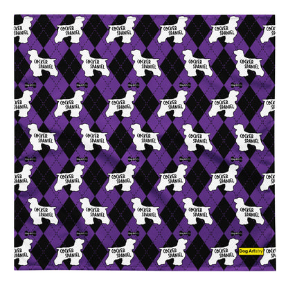 Cocker Spaniel Argyle Purple and Black All-over print bandana