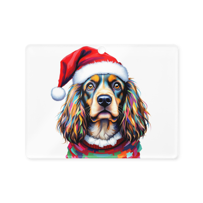 Cocker Spaniel Wearing Ugly Christmas Sweater and Red Santa Hat Acrylic Ornament