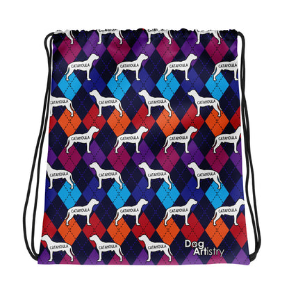 Colorful Argyle Catahoula Drawstring bag