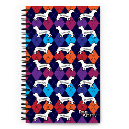 Dachshund Colorful Argyle Spiral notebook