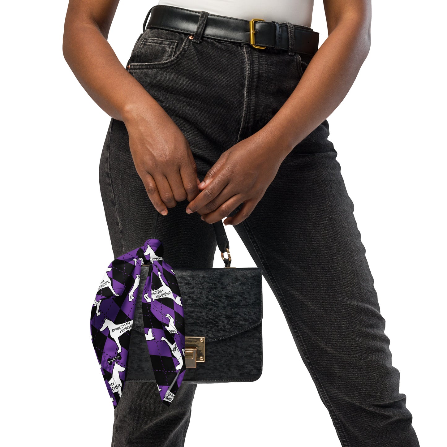 Doberman Pinscher Argyle Purple and Black All-over print bandana