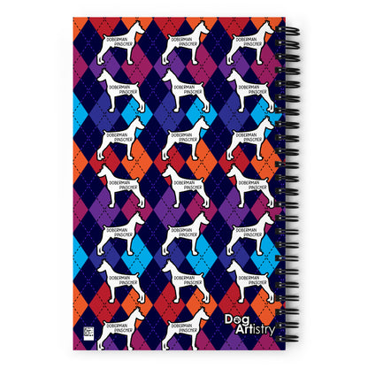 Doberman Pinscher Colorful Argyle Spiral notebook