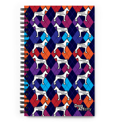 Doberman Pinscher Colorful Argyle Spiral notebook