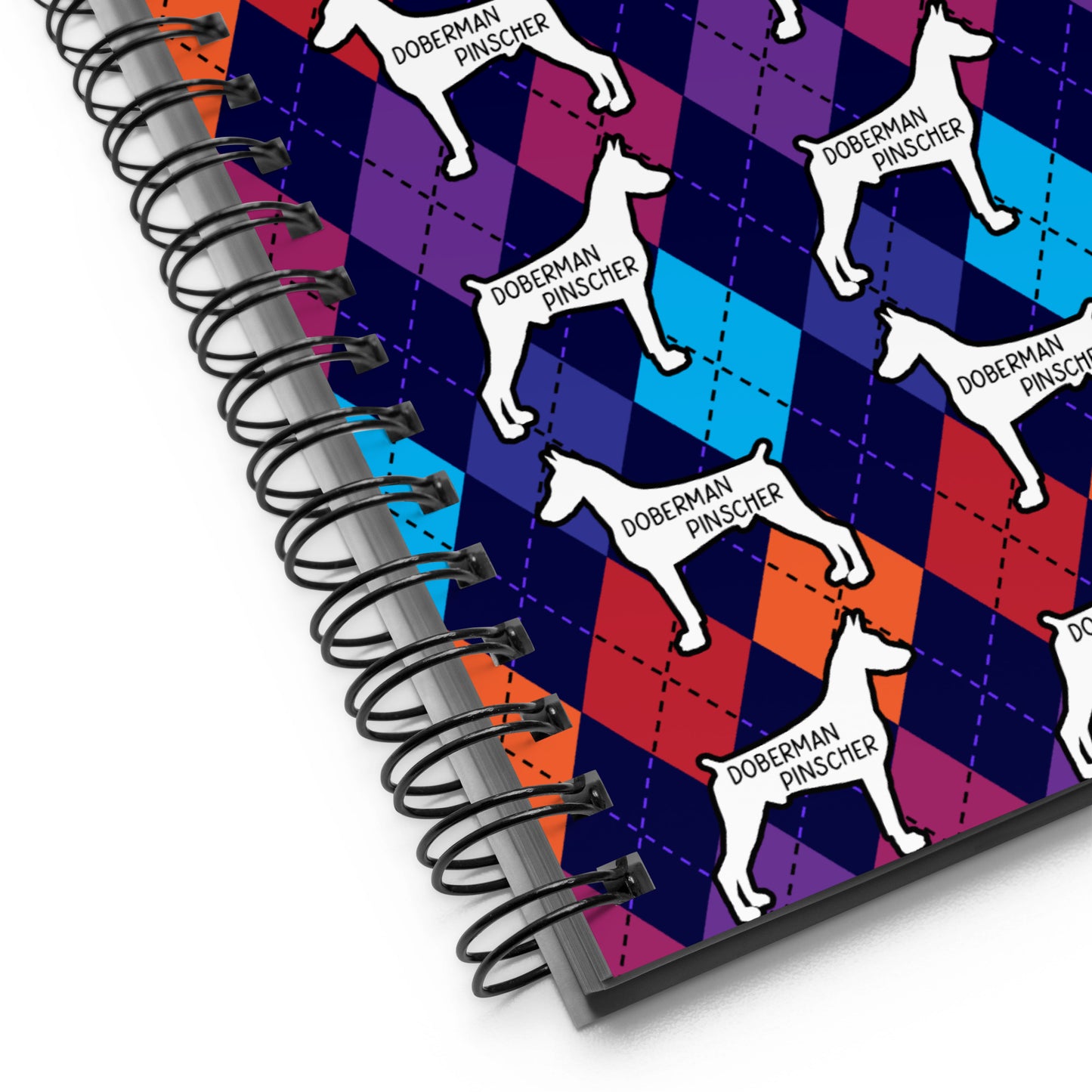 Doberman Pinscher Colorful Argyle Spiral notebook