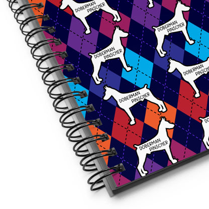Doberman Pinscher Colorful Argyle Spiral notebook