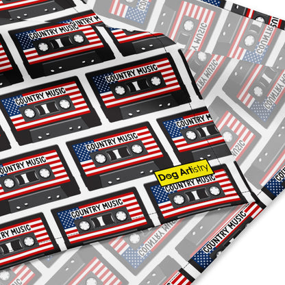 Country Music Cassette Tapes with American Flag All-over print bandana