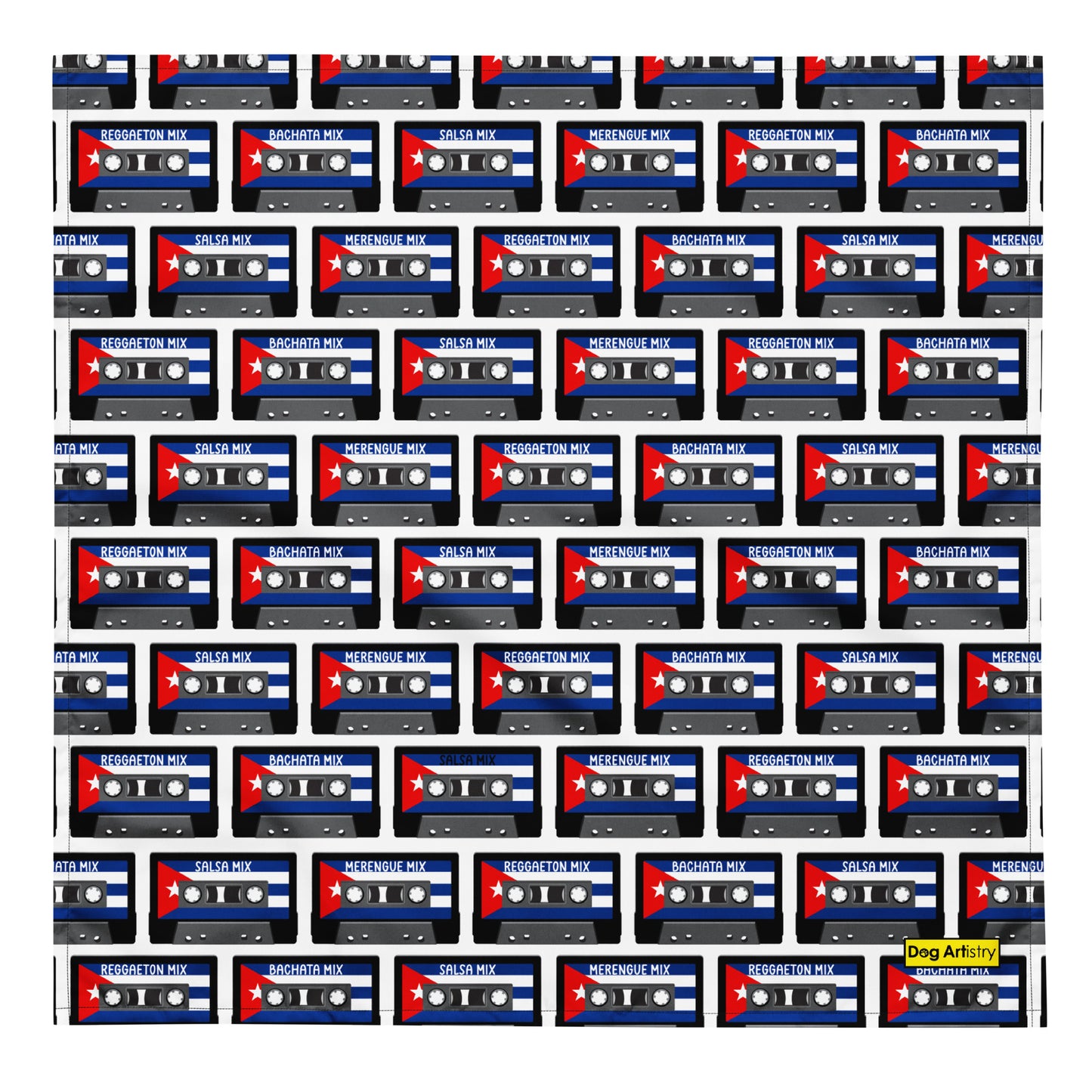 Cuban Flag Salsa, Merengue, Bachata, Reggaeton Cassette Tapes All-over print bandana