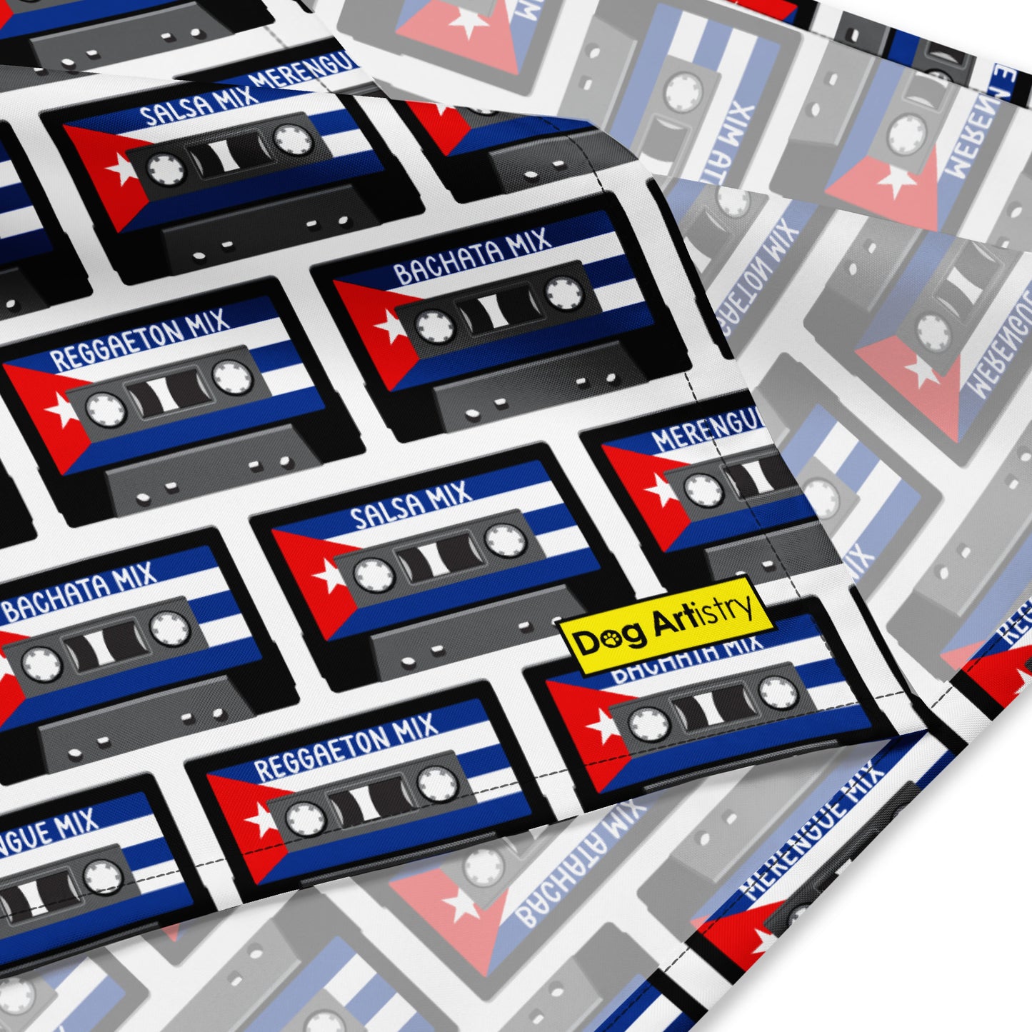 Cuban Flag Salsa, Merengue, Bachata, Reggaeton Cassette Tapes All-over print bandana