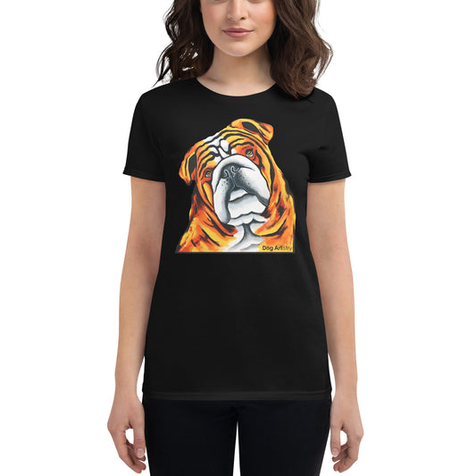 English Bulldog women's t-shirt black by Dog Artistry