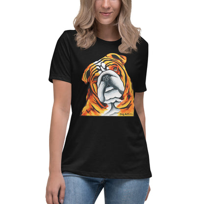 English Bulldog Women's Relaxed T-Shirt by Dog Artistry