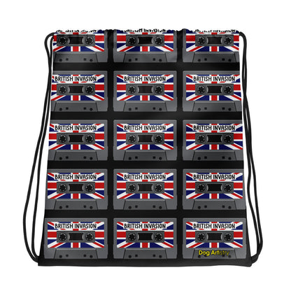 British Invasion Cassette Tapes with Union Jack Drawstring bag