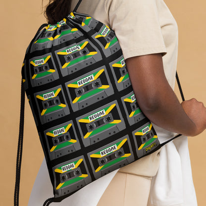 Reggae Cassette Tapes with Jamaican Flag Drawstring bag