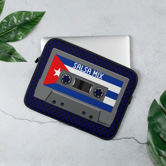 Salsa Mix Cassette Tape with Cuban Flag Laptop Sleeve
