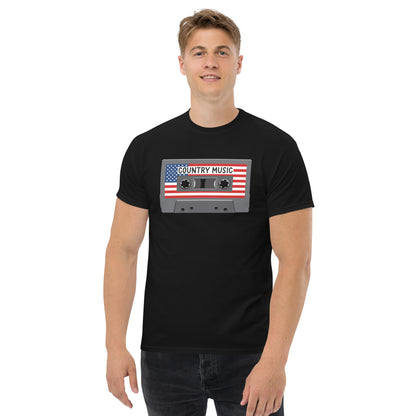 Country Music Cassette Tapes with American Flag Men's classic tee