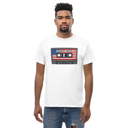 Country Music Cassette Tapes with American Flag Men's classic tee