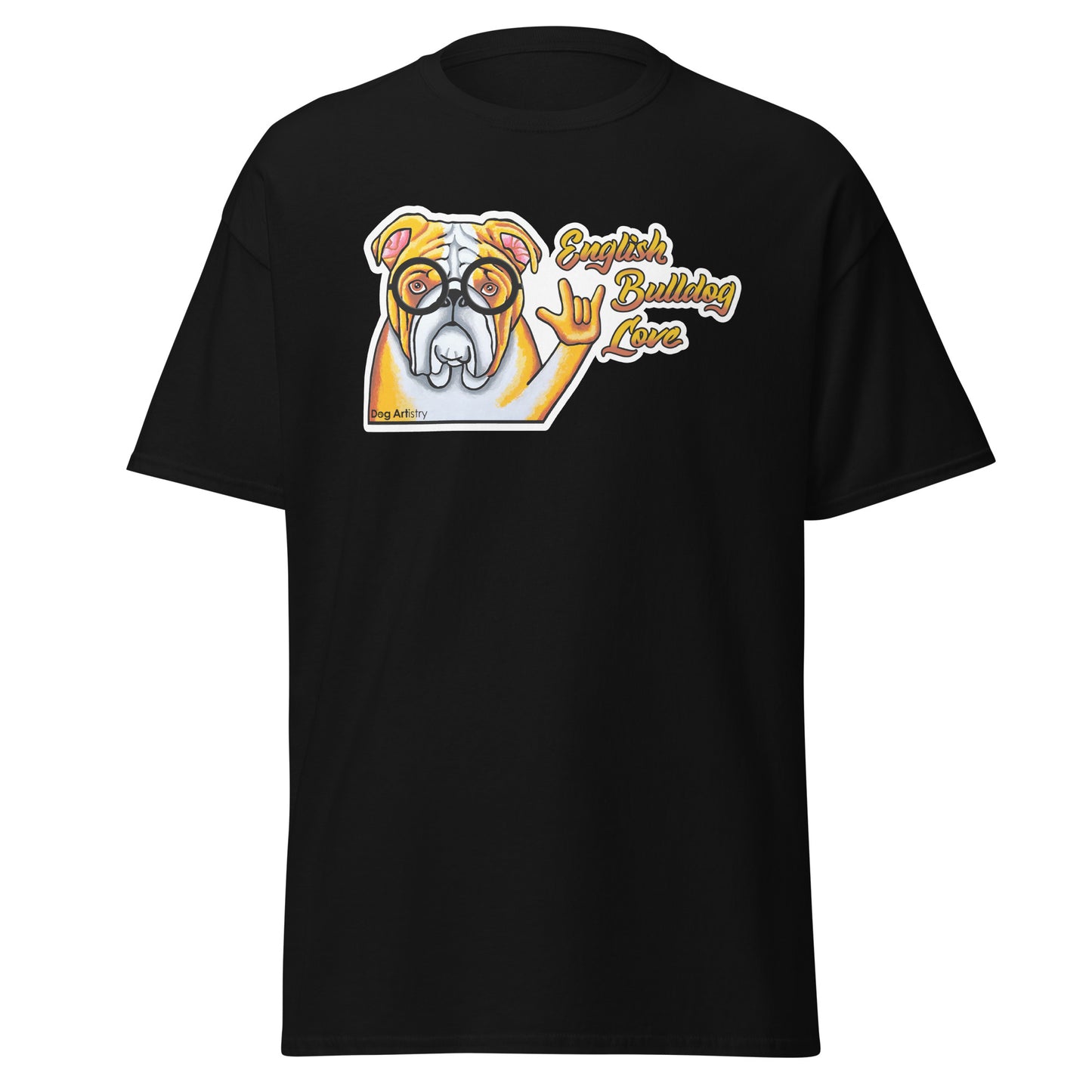 English Bulldog Love men's t-shirt black by Dog Artistry
