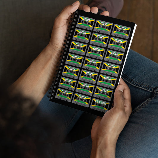 Reggae Cassette Tapes with Jamaican Flag Spiral Notebook Designed by Dog Artistry